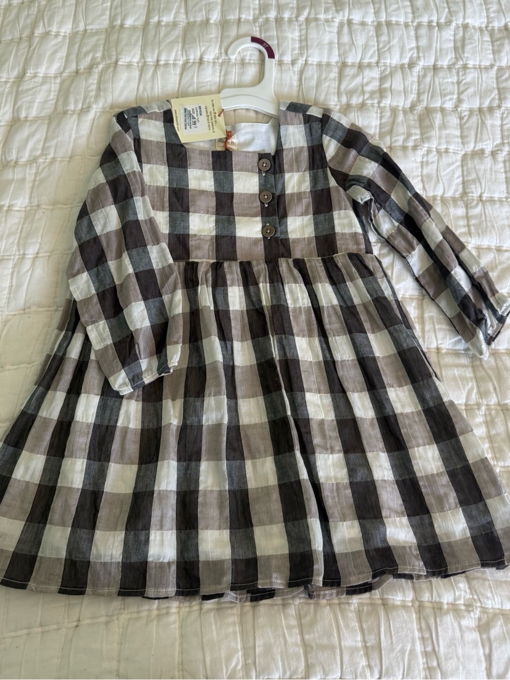 ettie + h Girls Plaid Dress Size 3 NWT Black White Button Front